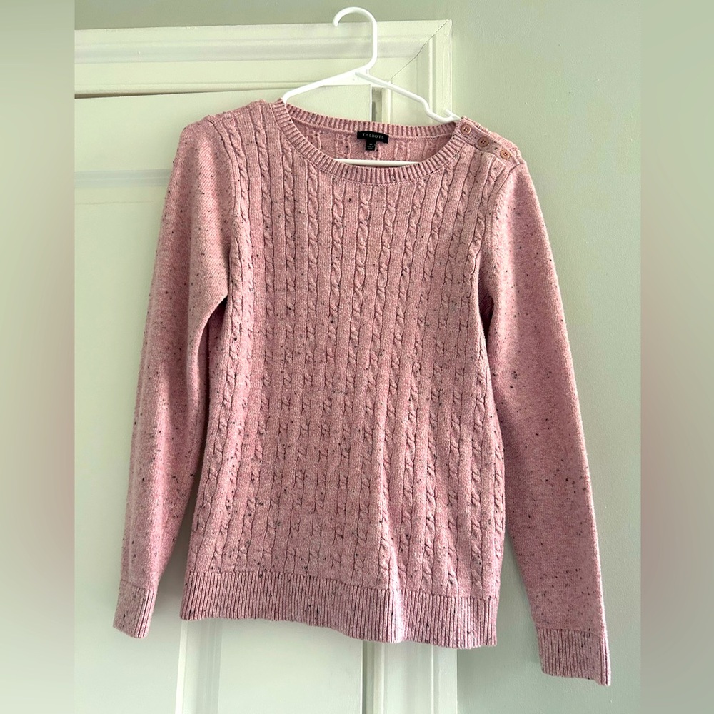 Soft Pink Marled Crew Neck Sweater